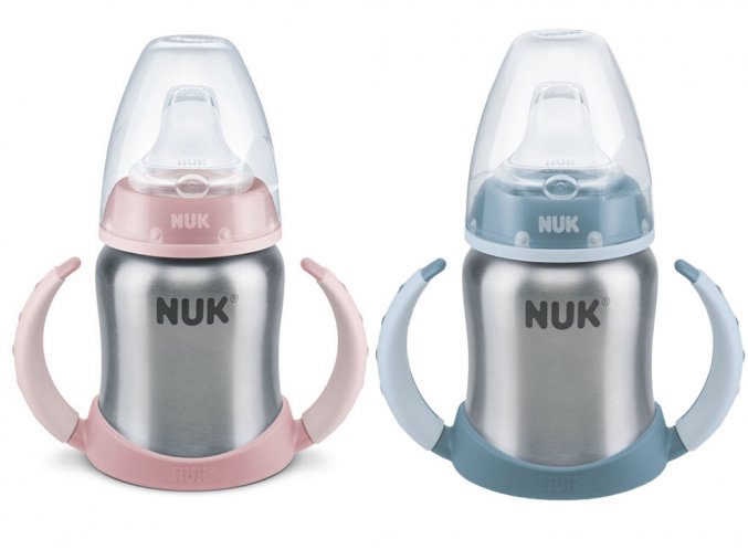NUK FC učící lahvička z vysoce kvalitní nerezové oceli s pítkem (125 ml)
