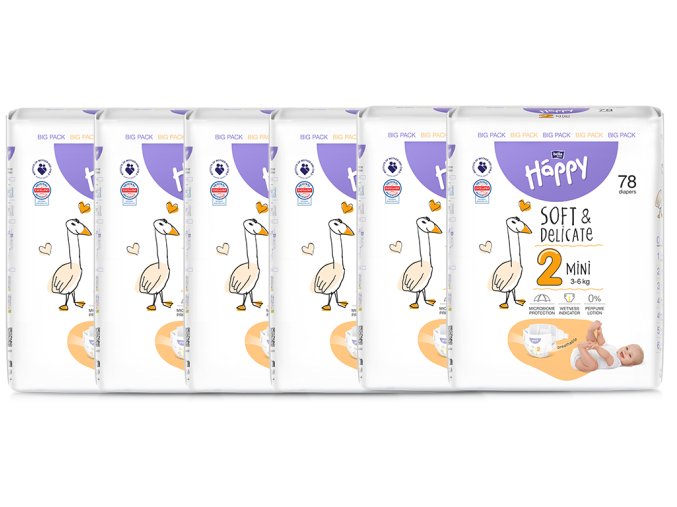 Bella Happy Soft & Delicate BigPack vel. 2 (3 6 kg) 468 ks (6x78 ks)