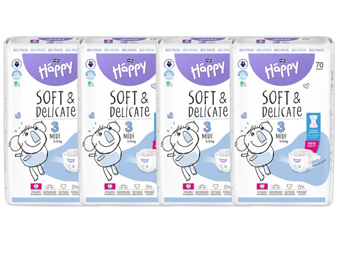 Bella Happy Soft & Delicate BigPack vel. 3 (5 9 kg) 280 ks (4x70 ks)