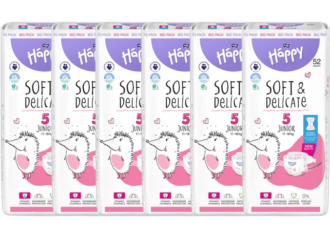 Bella Happy Soft & Delicate BigPack vel. 5 (11 18 kg) 312 ks (6x52 ks)