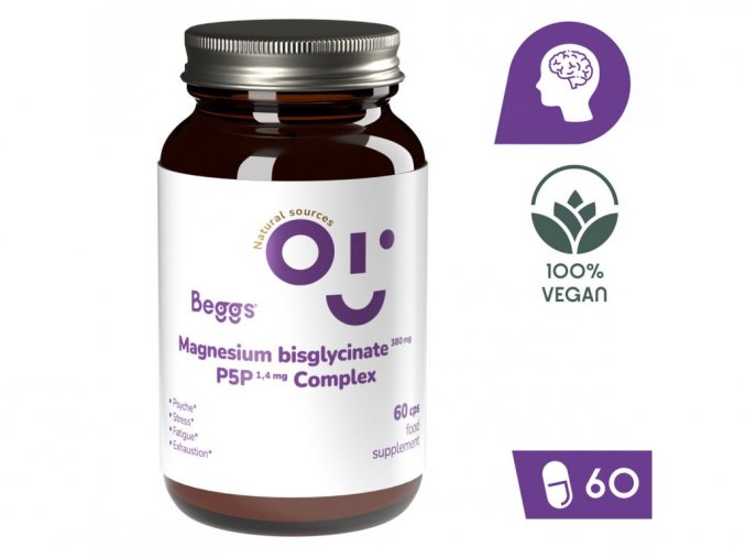 Beggs Magnesium bisglycinate 380 mg + P5P 1,4 mg Complex (60 kapslí) (1)