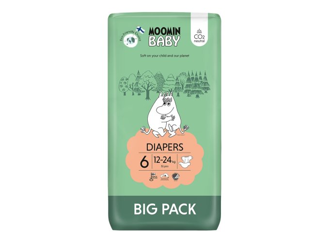 Moomin Baby EKO pleny BigPack vel. 6 51 ks (12 24 kg) (1)