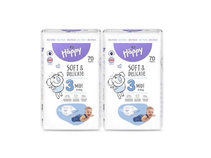 Bella Happy Soft & Delicate BigPack vel. 3 (5 9 kg) 140 ks (2x70 ks)