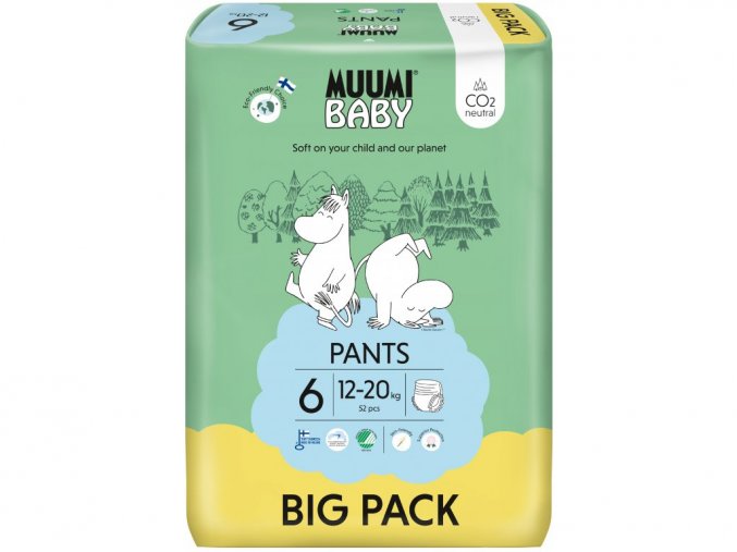 Muumi Baby EKO Pants BigPack vel. 6 52 ks (12 20 kg) (1)