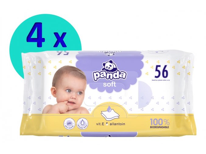 Panda Soft vlhčené ubrousky 4 x 56 ks (1)