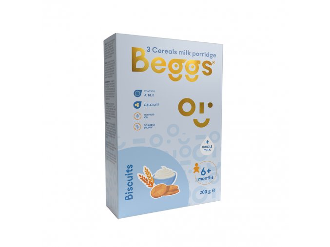 Beggs Mléčná 3zrnná kaše se sušenkami (200 g)