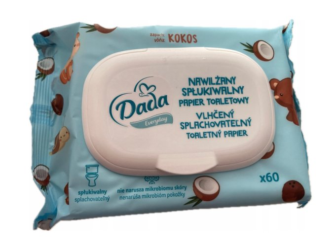 Dada vlhčený toaletní papír s vůní kokosu s víčkem 60 ks