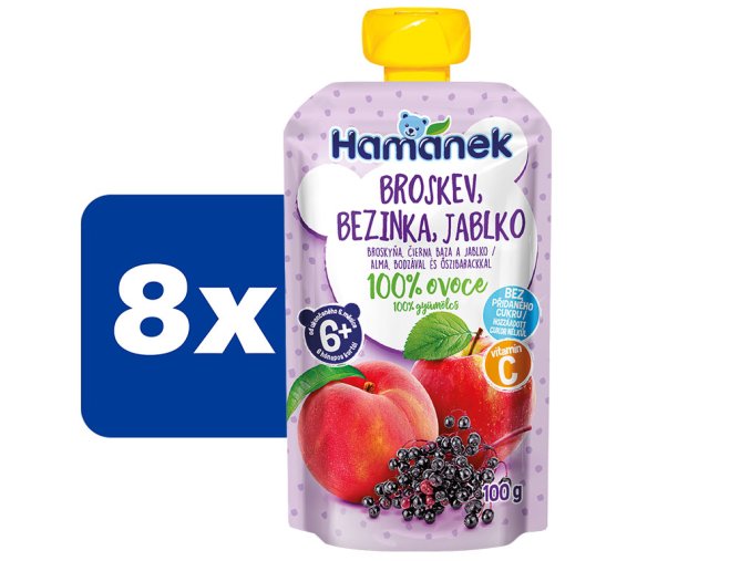 Hamánek Broskev, bezinka, jablko 8 x 100 g
