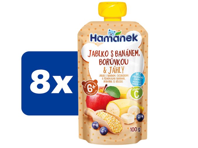 Hamánek Jablko s banánem, borůvkou a jáhly 8 x 100 g