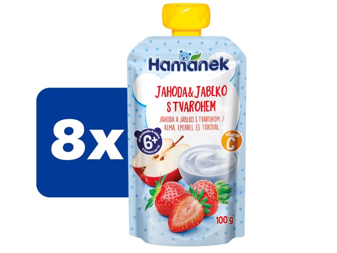 Hamánek Jahoda a jablko s tvarohem 8 x 100 g
