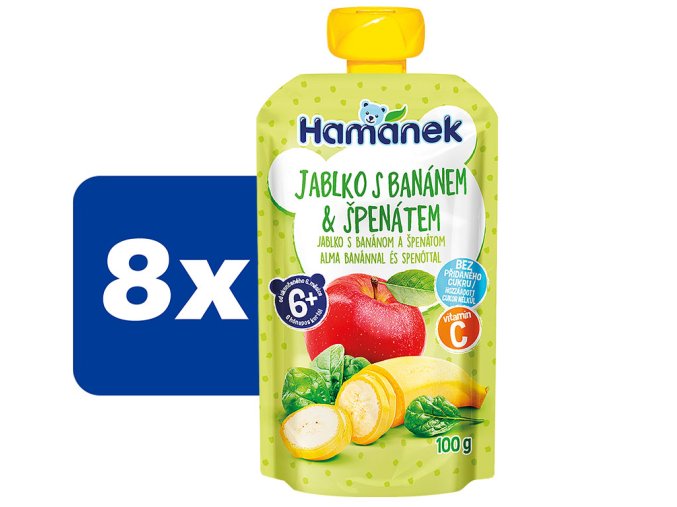Hamánek Jablko s banánem a špenátem 8 x 100 g