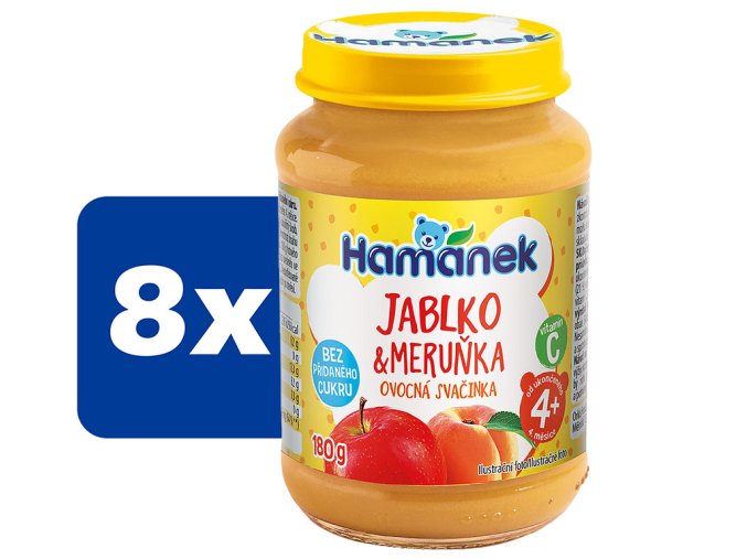 Hamánek Jablko a meruňka neslazené 8 x 180 g
