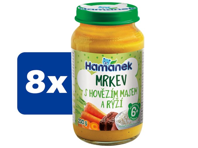 Hamánek Mrkev s hovězím masem a rýží 8 x 230 g