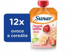 Sunar Ovocná kašička jahoda, banán, oves (12 x 120 g)