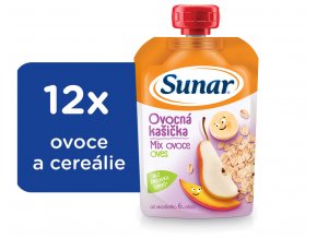 Sunar Ovocná kašička mix ovoce, oves (12 x 120 g)