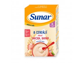 Sunar Mléčná kaše s 8 cereáliemi jahoda, banán (210 g)