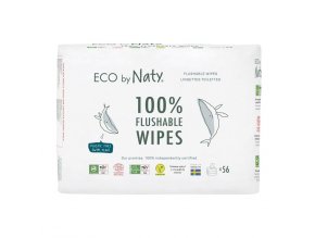 ECO vlhčené ubrousky Naty bez vůně splachovatelné výhodné balení (3 x 56 ks)