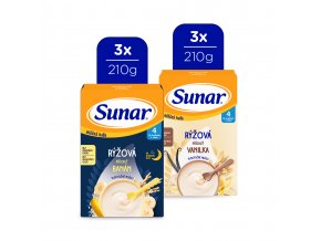 Sunar Mix karton mléčné rýžové kaše (6 x 210 g)