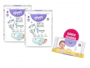 Bella Happy Soft & Delicate BigPack vel. 1 (2 5kg) 164 ks (2x82 ks)