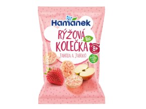 Hamánek Bio Rýžová kolečka jahoda a jablko 35 g
