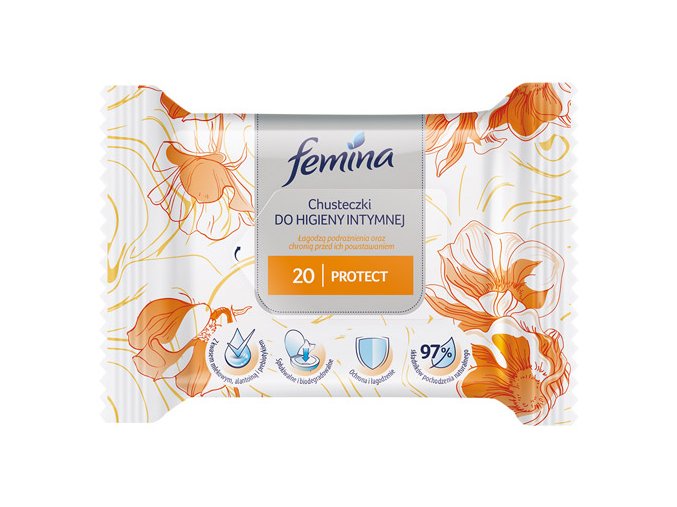 FEMINA, Ubrousky pro intimní hygienu Protect (20 ks)