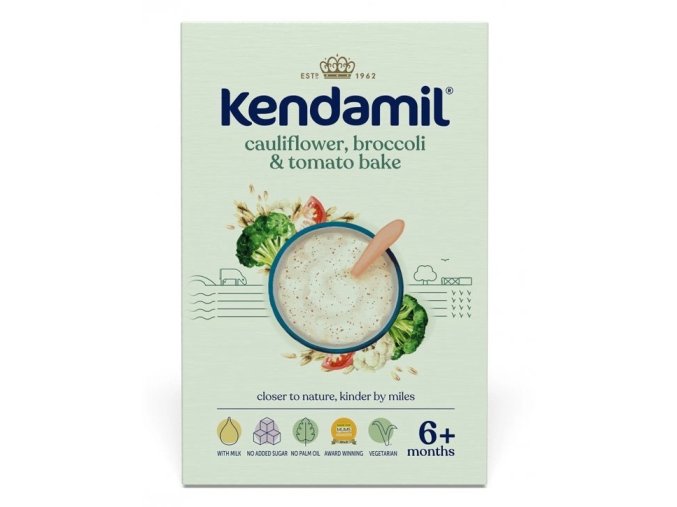 Kendamil mléčná kaše s brokolici, květákem a rajčaty (150 g) (1)