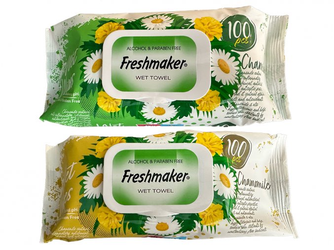 Freshmaker vlhčené ubrousky s heřmánkovou vůní a víčkem - 100 ks