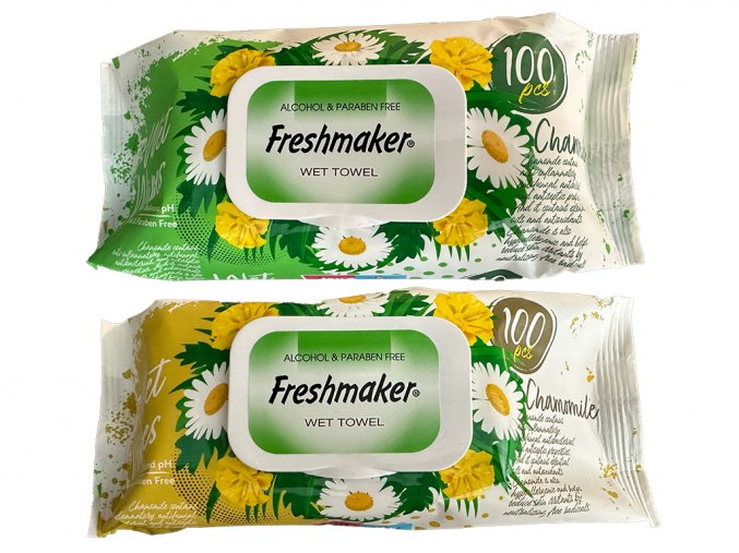 Freshmaker vlhčené ubrousky s heřmánkovou vůní a víčkem - 100 ks