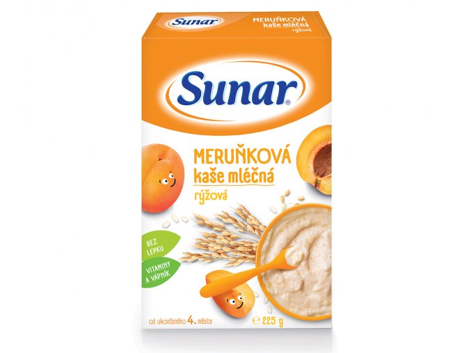 Sunar Meruňková kaše mléčná rýžová (225 g)