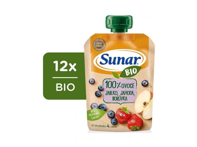 Sunar BIO kapsička Jablko, jahoda, borůvka 12x100g