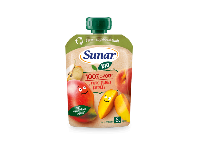 Sunar BIO kapsička jablko, mango a broskev (100 g)