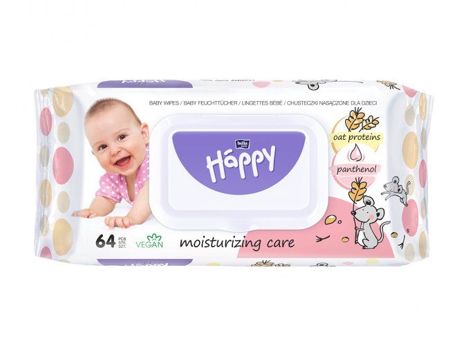 HAPPY Baby čistící ubrousky a´64 oat protein a panthenol