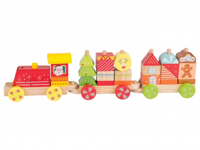 PLAYTIVE® Dřevěná vánoční hračka vláček s nákladem 2