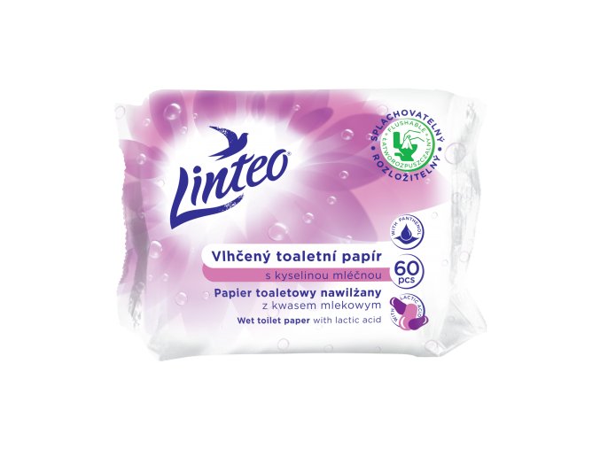 Vlhčený toaletní papír Linteo s kyselinou mléčnou – 60 ks
