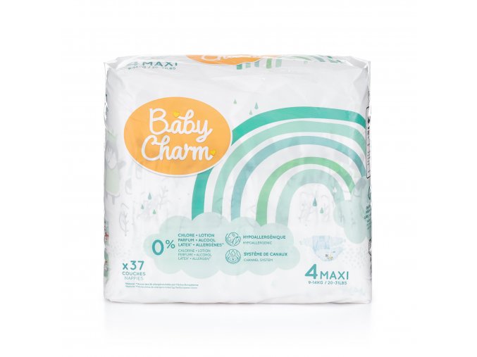 Baby Charm Super Dry Flex vel. 4 Maxi, 9 – 14 kg, 37 ks (1)