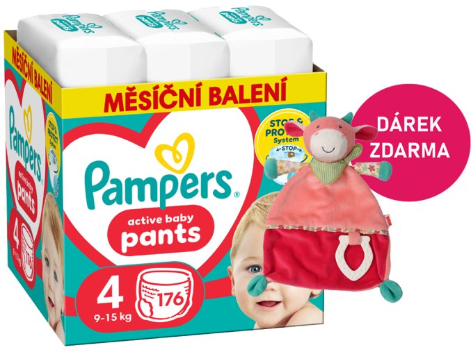 Pampers Pants vel. 4 176 ks (9 15 kg) + kráva