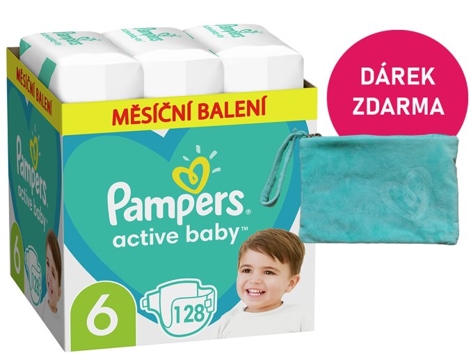 Pampers Active Baby vel. 6 128 ks (13 18 kg) + taštička