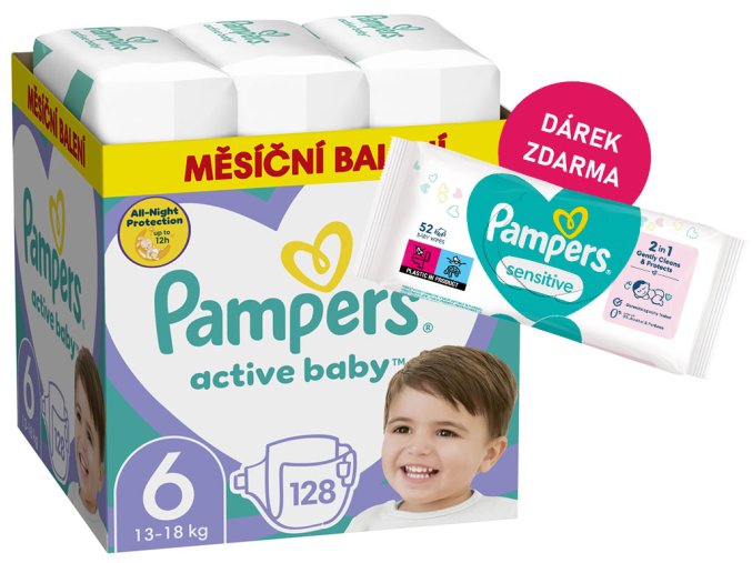Pampers Active Baby vel. 6 128 ks (13 18 kg) + ubrousek