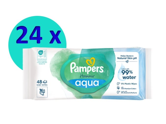 Pampers vlhčené ubrousky Harmonie Aqua 24 x 48 ks