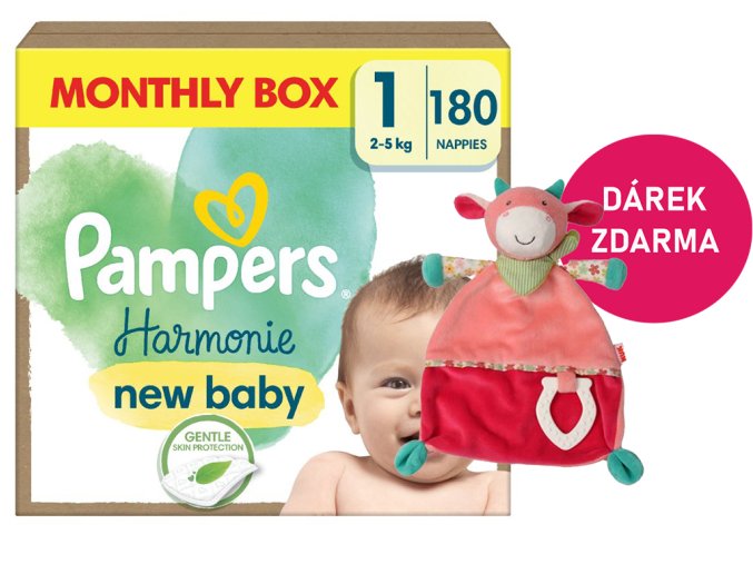 Pampers Harmonie vel. 1 180 ks (2 5 kg) + kravička