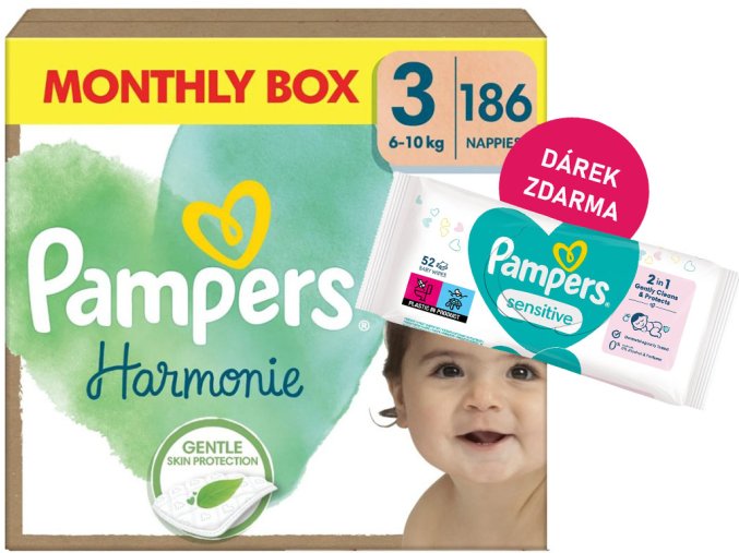 Pampers Harmonie vel. 3 180 ks (6 10 kg) + ubrousek