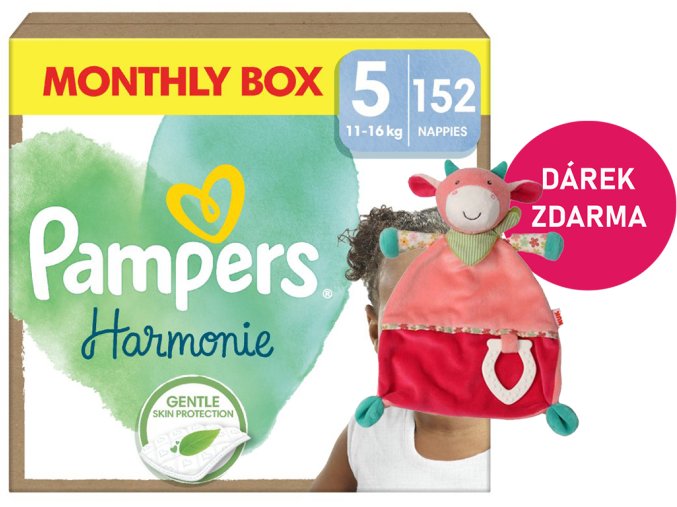Pampers Harmonie vel. 5 132 ks (11 16 kg) + kráva