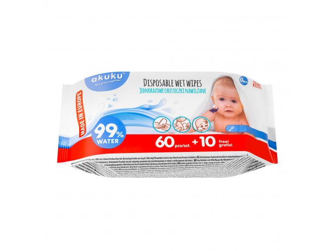 Akuku dětské vlhčené ubrousky Aqua 70 ks (1)