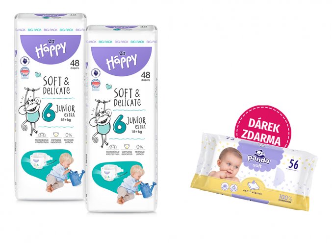 Bella Happy Soft & Delicate BigPack vel. 6 (15+ kg) 96 ks (2x48 ks)