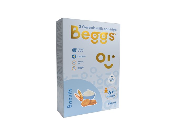 Beggs Mléčná 3zrnná kaše se sušenkami (200 g)