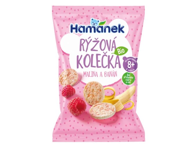 Hamánek Bio Rýžová kolečka malina a banán 35 g