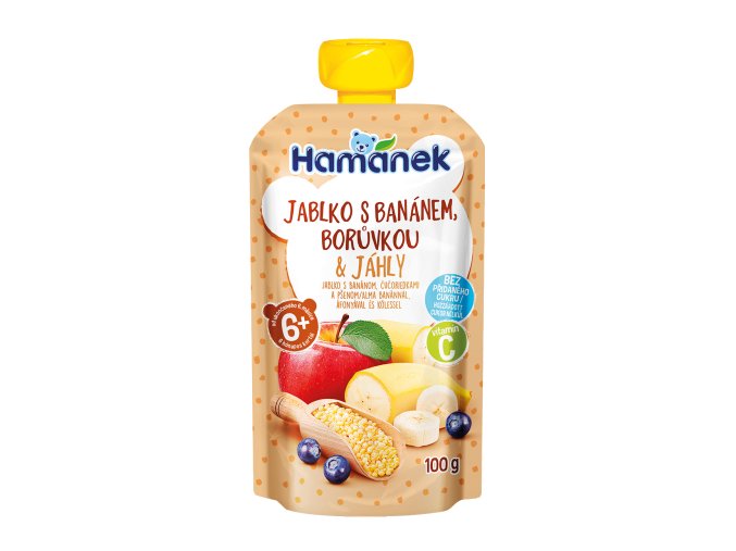 Hamánek Jablko s banánem, borůvkou a jáhly 100 g