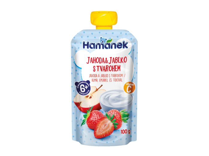 Hamánek Jahoda a jablko s tvarohem 100 g