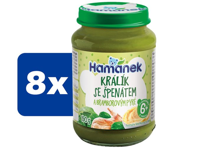 Hamánek Králík se špenátem a bramborovým pyré 8 x 190 g