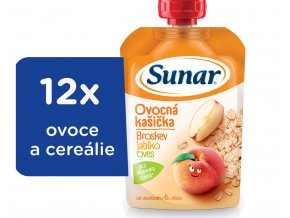 Sunar ovocná kašička broskev jablko oves 12x120g